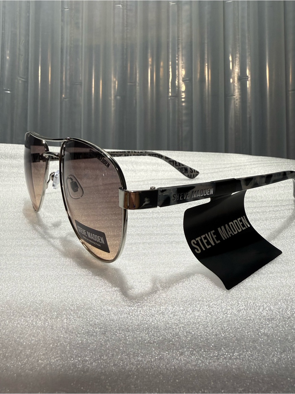 Steve Madden LANOSA Women's Aviator Sunglasses – Silver/Brown NWT